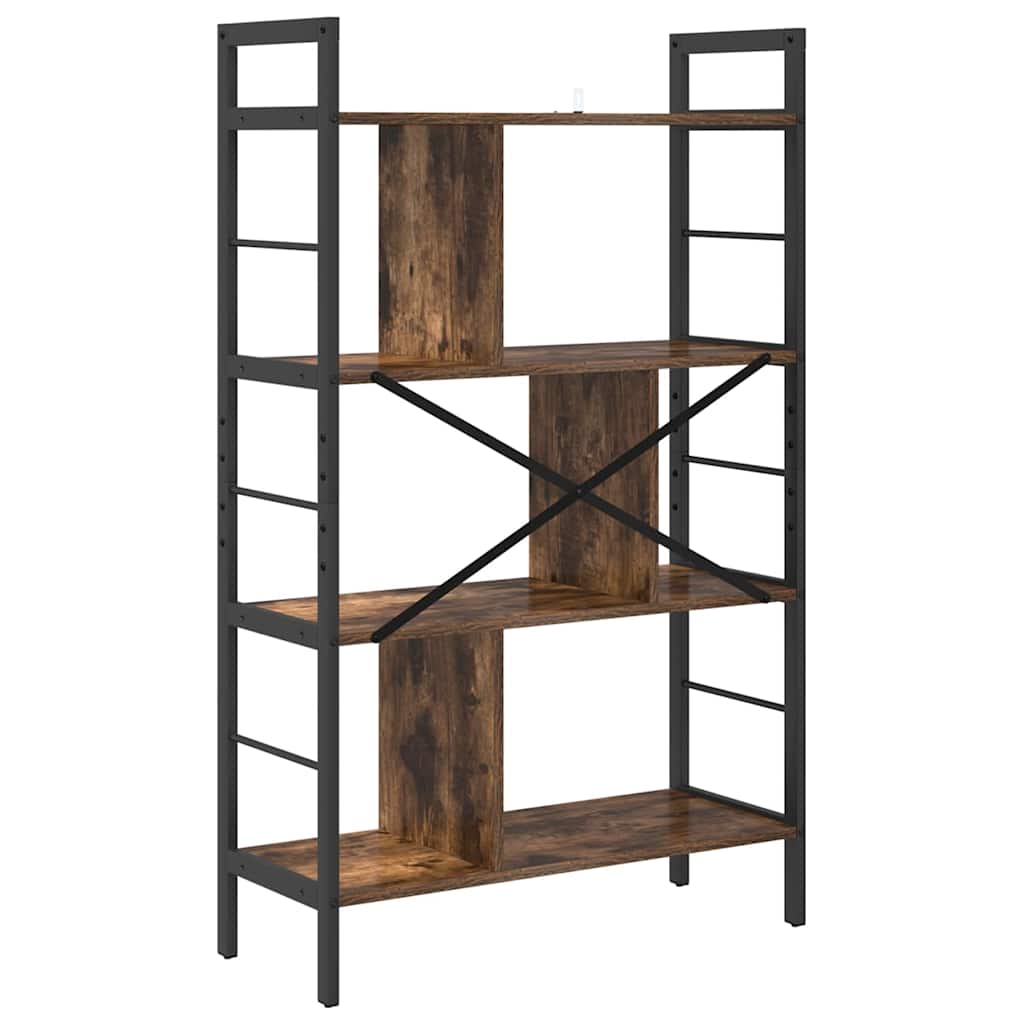 Bogreol 7 niveauer 75 x 30 x 123,5 cm Konstrueret træ Røget eg