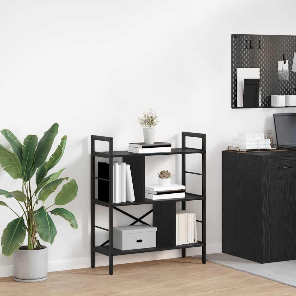 Bogreol 5 niveauer 75 x 30 x 91 cm Konstrueret træ Sort eg