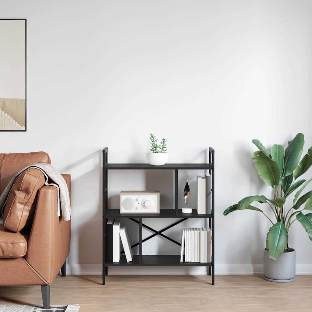 Bogreol Sort eg 75 x 30 x 91 cm Konstrueret træ