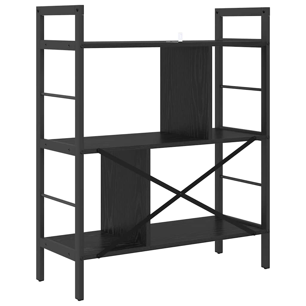 Bogreol 5 niveauer 75 x 30 x 91 cm Konstrueret træ Sort eg