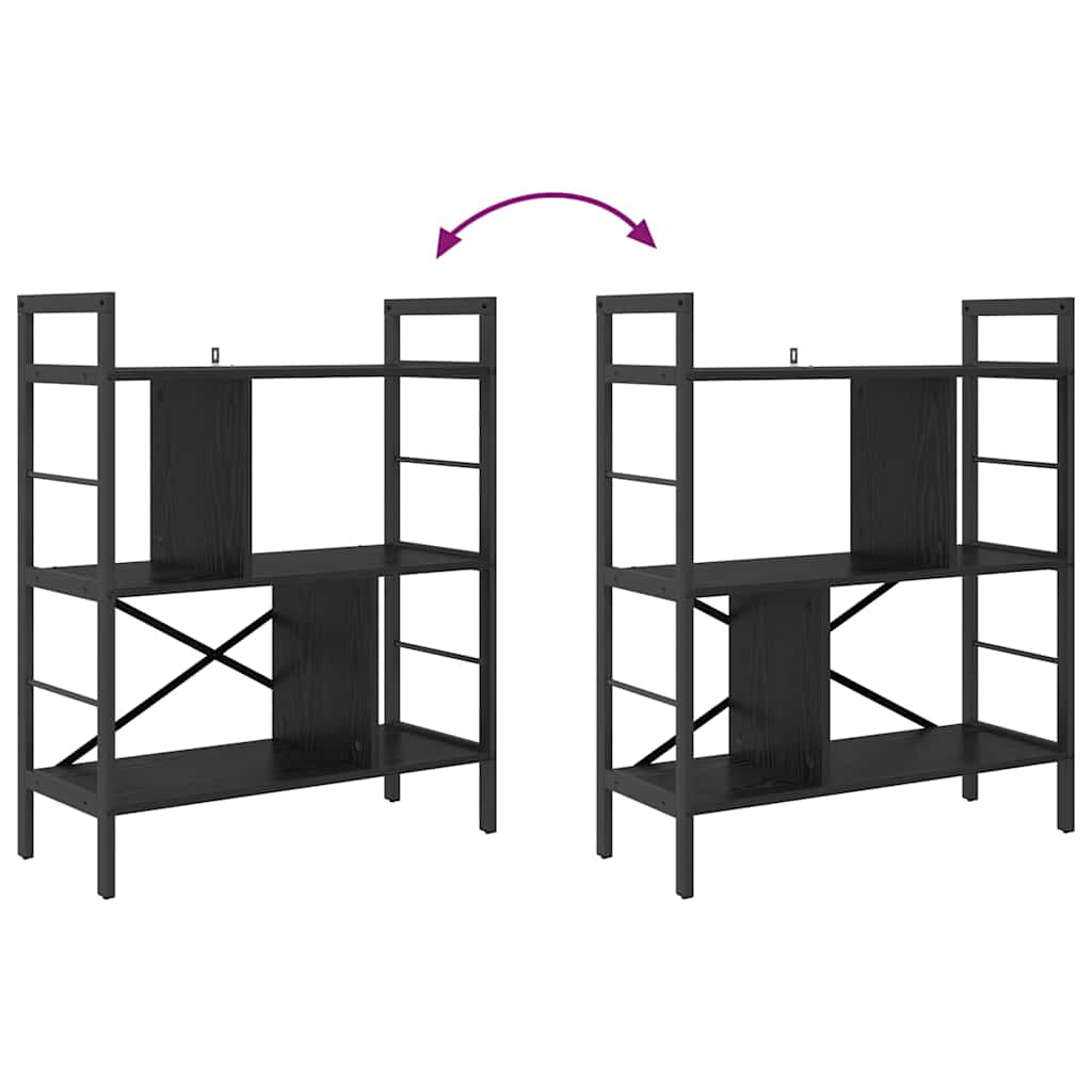 Bogreol 5 niveauer 75 x 30 x 91 cm Konstrueret træ Sort eg