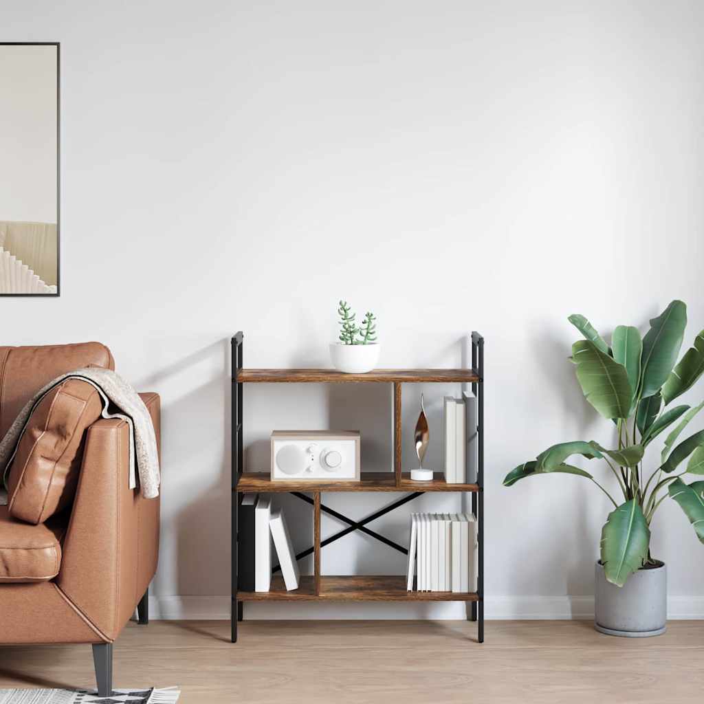 Bogreol 5 niveauer 75 x 30 x 91 cm Konstrueret træ Røget eg