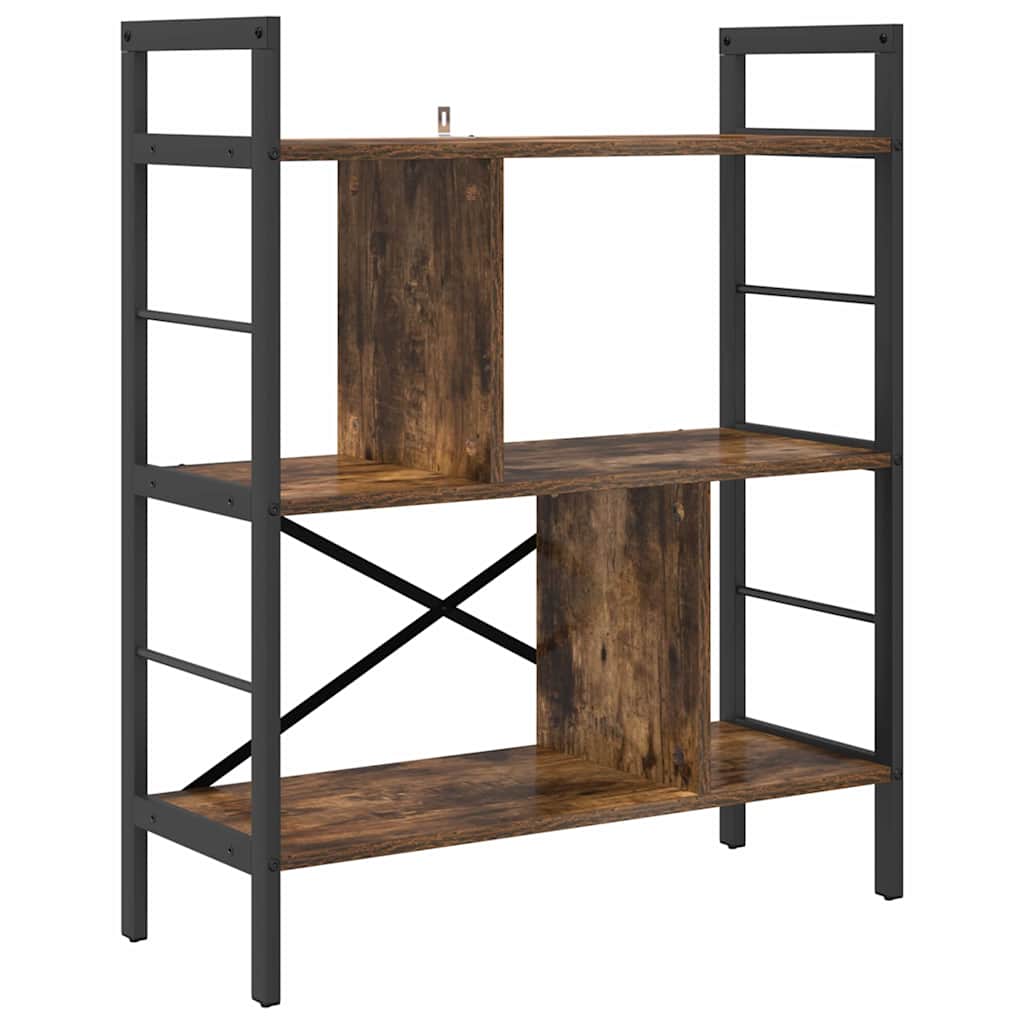 Bogreol 5 niveauer 75 x 30 x 91 cm Konstrueret træ Røget eg