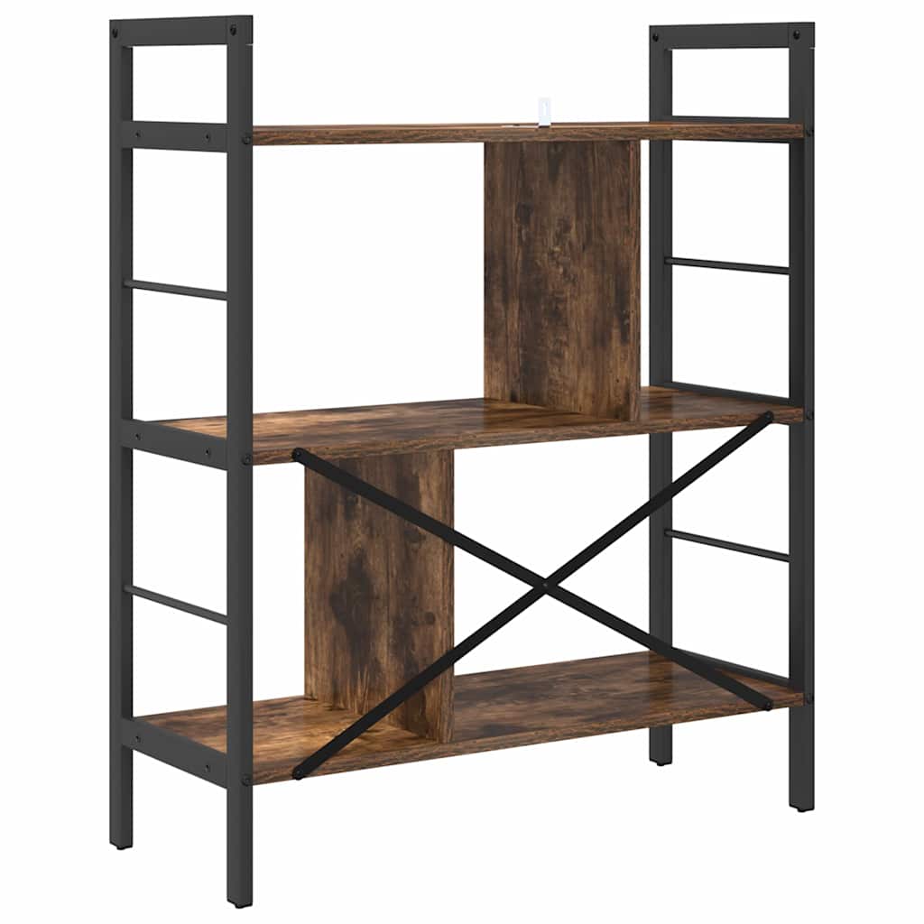 Bogreol 5 niveauer 75 x 30 x 91 cm Konstrueret træ Røget eg