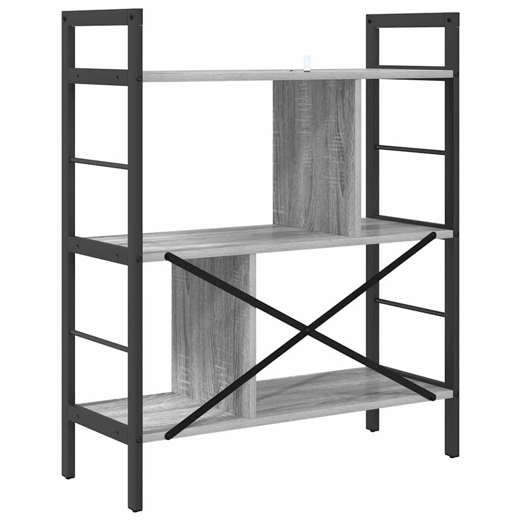 Bogreol 5 niveauer 75 x 30 x 91 cm Konstrueret træ Grå Sonoma