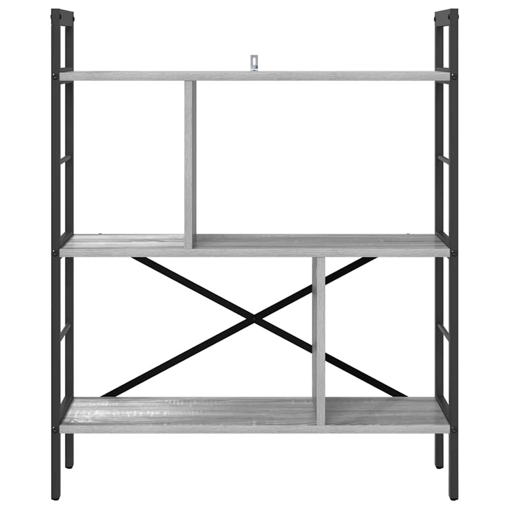 Bogreol 5 niveauer 75 x 30 x 91 cm Konstrueret træ Grå Sonoma