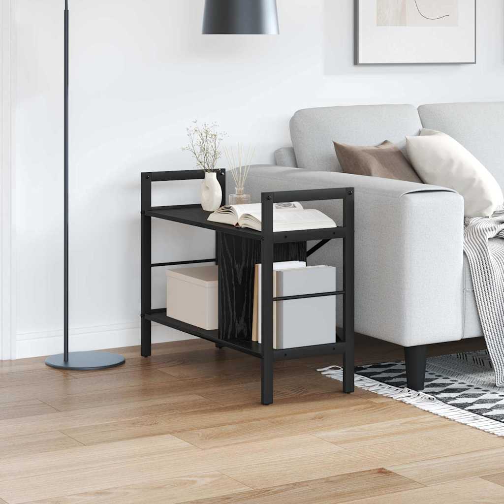 Bogreol 3 niveauer 75 x 30 x 58,5 cm Konstrueret træ Sort eg