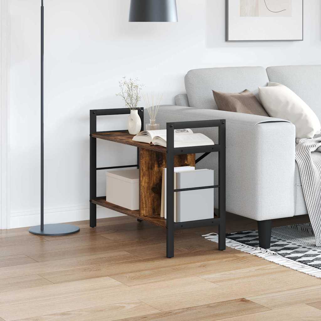 Bogreol 3 niveauer 75 x 30 x 58,5 cm Konstrueret træ Røget eg
