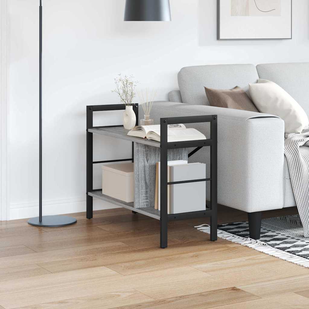 Bogreol 3 niveauer 75 x 30 x 58,5 cm Konstrueret træ Grå Sonoma