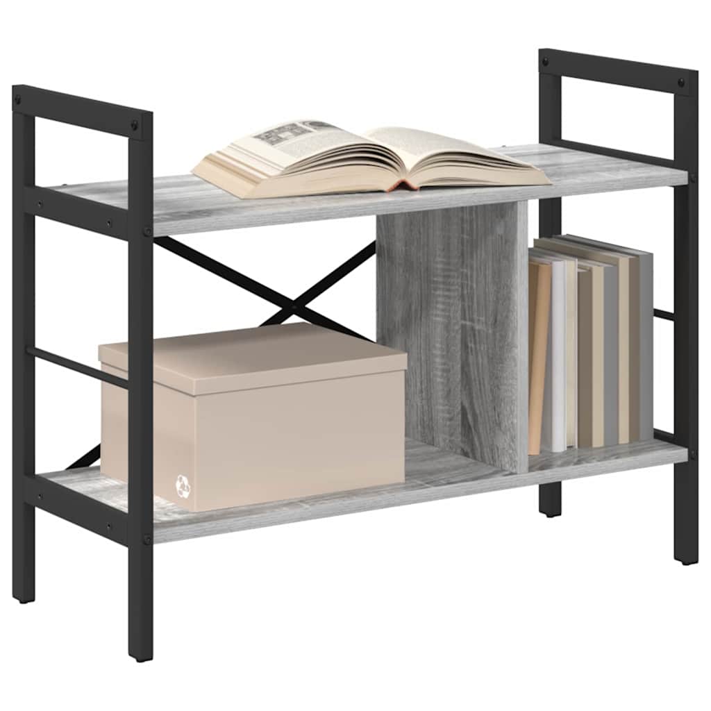 Bogreol 3 niveauer 75 x 30 x 58,5 cm Konstrueret træ Grå Sonoma