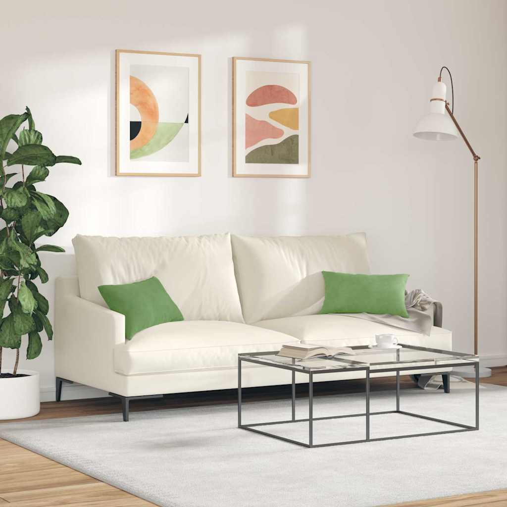 Sofapuder 2 pcs Lysegrøn 50 x 30 cm Velourstof