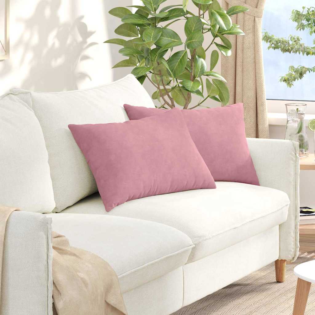 Sofapuder 2 pcs Lyserød 60 x 40 cm Velourstof