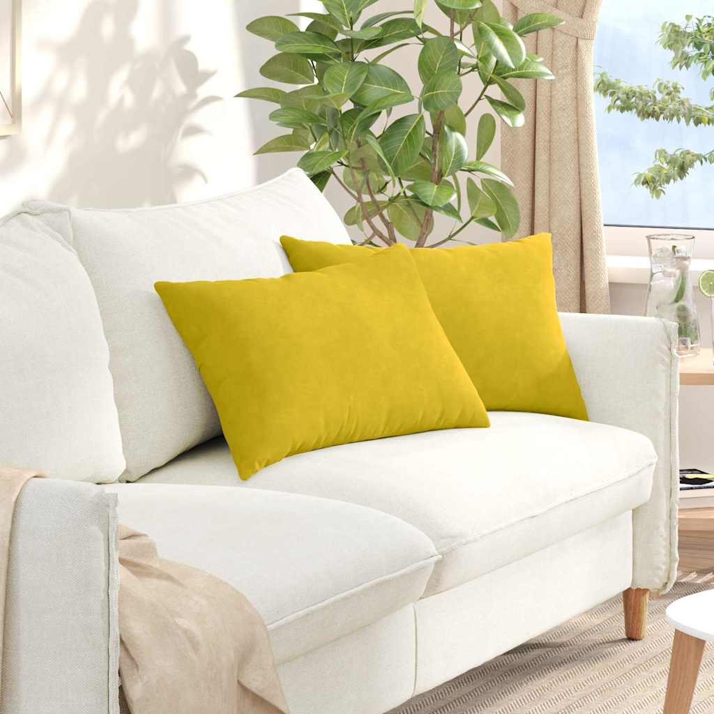 Sofapuder 2 pcs Gul 60 x 40 cm Velourstof