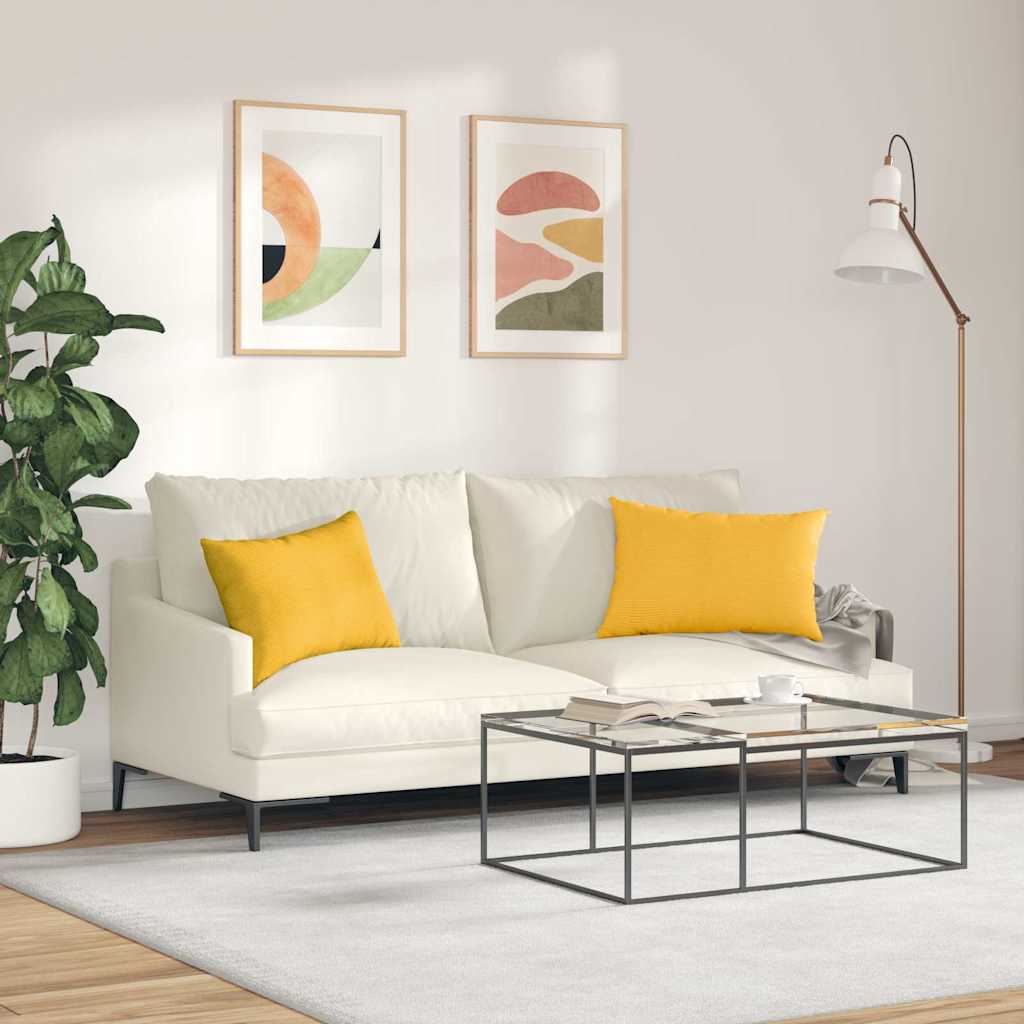 Sofapuder 2 pcs Lys Gul 60 x 40 cm Velourstof