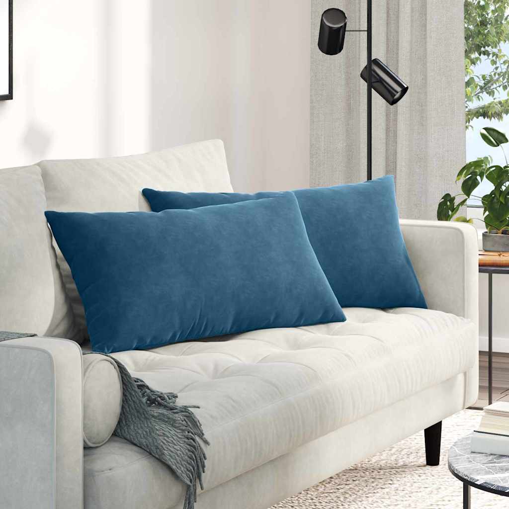 Sofapuder 2 pcs Blå 80 x 40 cm Velourstof