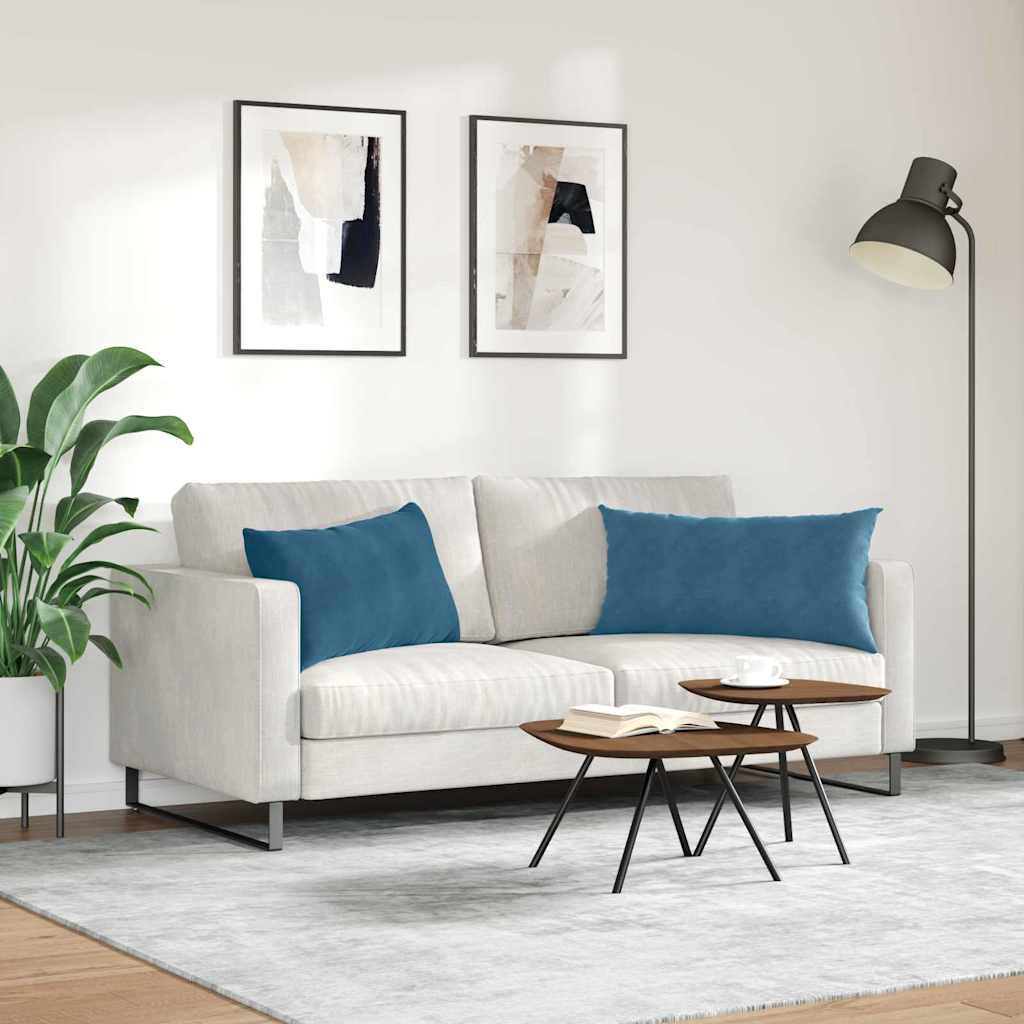 Sofapuder 2 pcs Blå 80 x 40 cm Velourstof