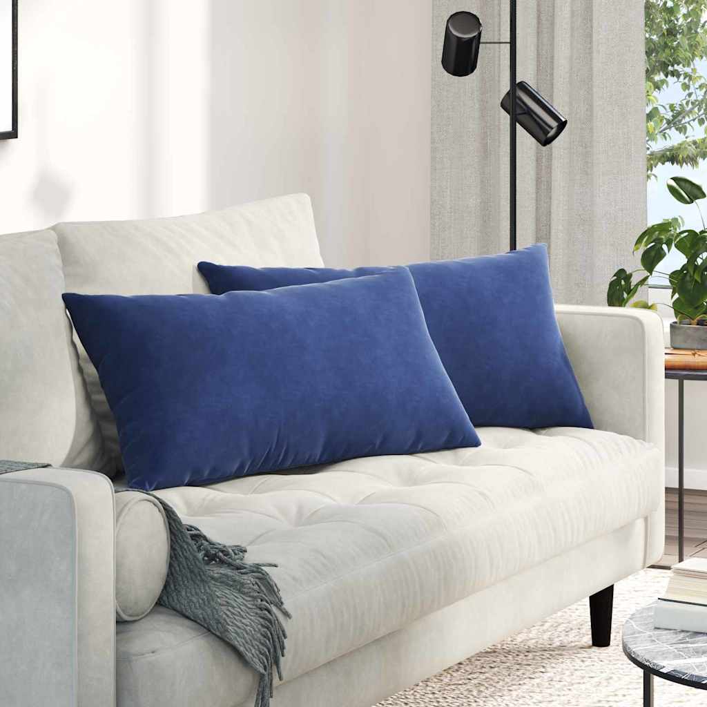 Sofapuder 2 pcs Politi blå 80 x 40 cm Velourstof