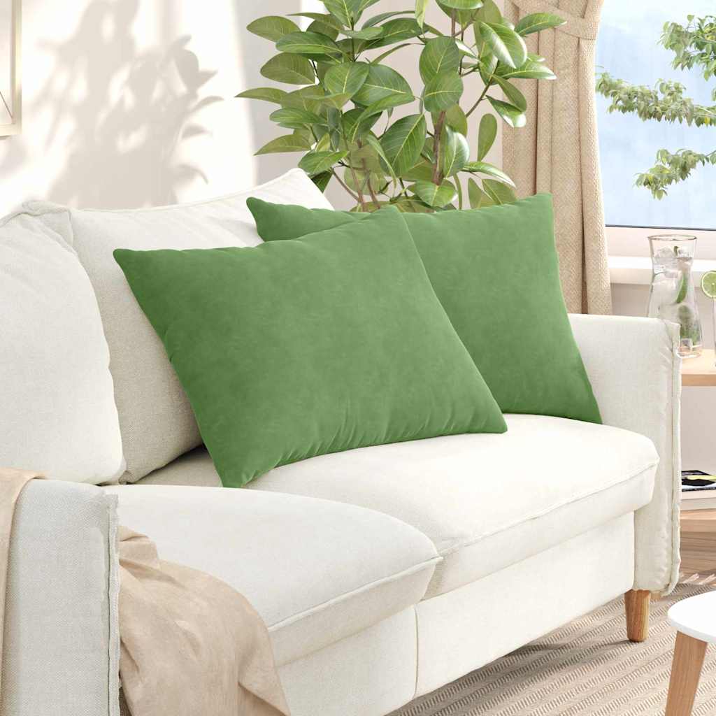 Sofapuder 2 pcs Lysegrøn 70 x 50 cm Velourstof