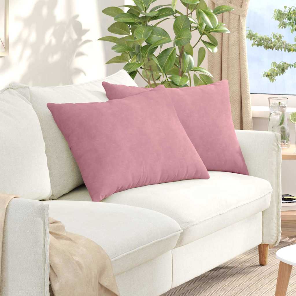 Sofapuder 2 pcs Lyserød 70 x 50 cm Velourstof