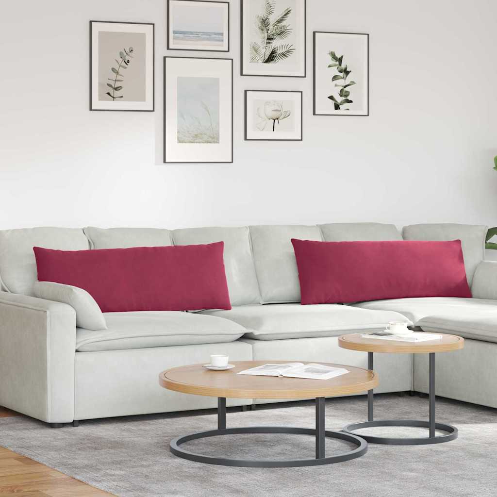 Sofapuder 2 pcs Vinrød 120 x 40 cm Velourstof