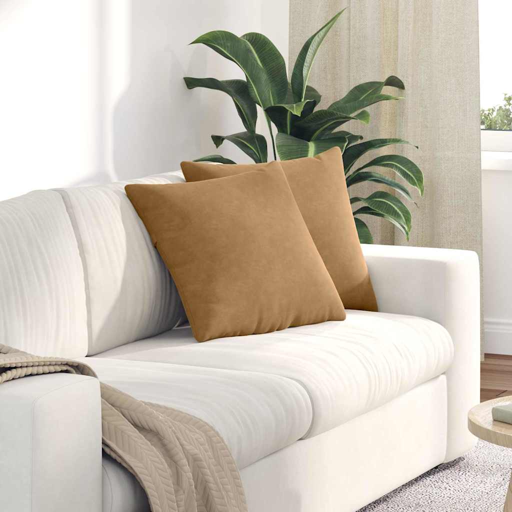 Sofapuder 2 pcs Brun 45 x 45 cm Velourstof
