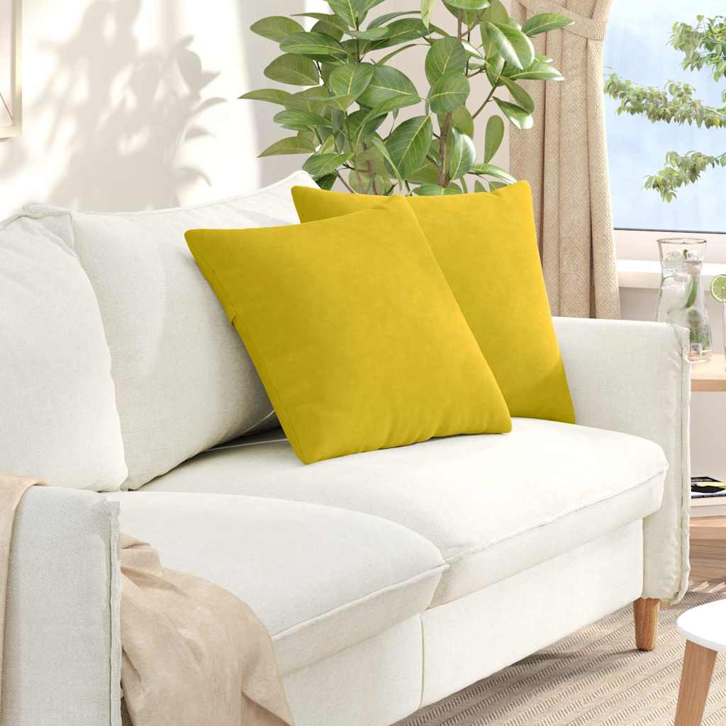 Sofapuder 2 pcs Gul 50 x 50 cm Velourstof