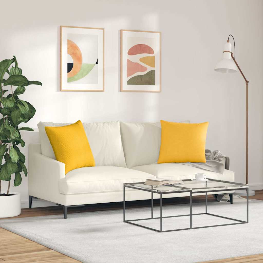 Sofapuder 2 pcs Lys Gul 50 x 50 cm Velourstof