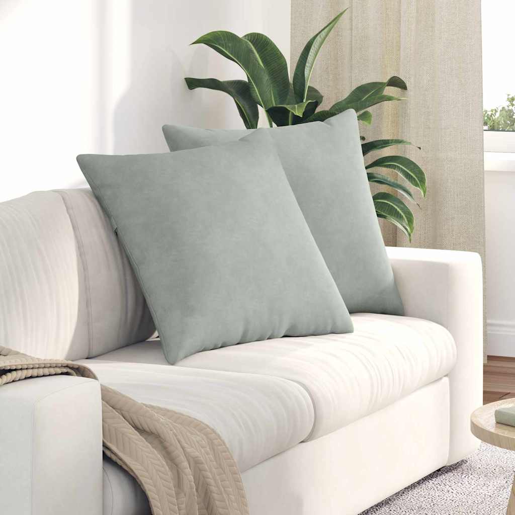 Sofapuder 2 pcs Lysegrå 60 x 60 cm Velourstof