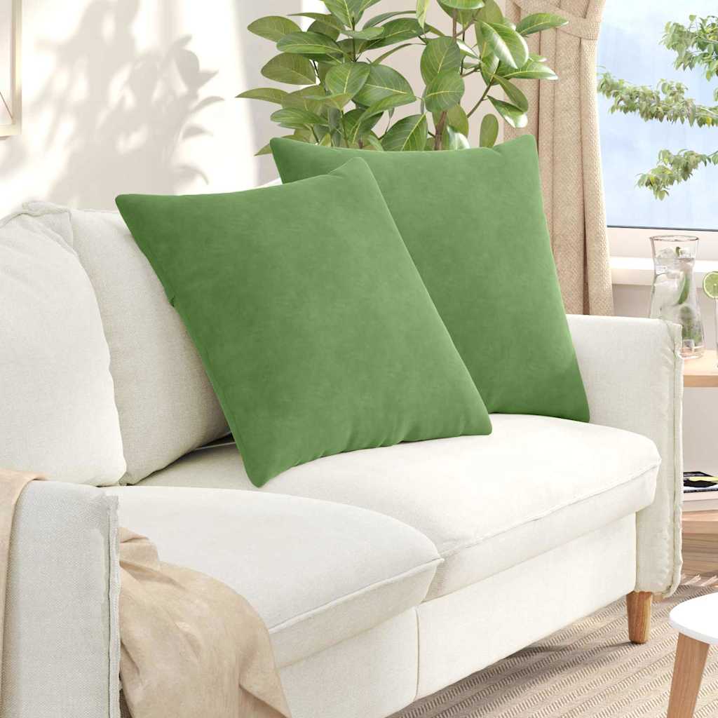 Sofapuder 2 pcs Lys grøn 60 x 60 cm Velourstof