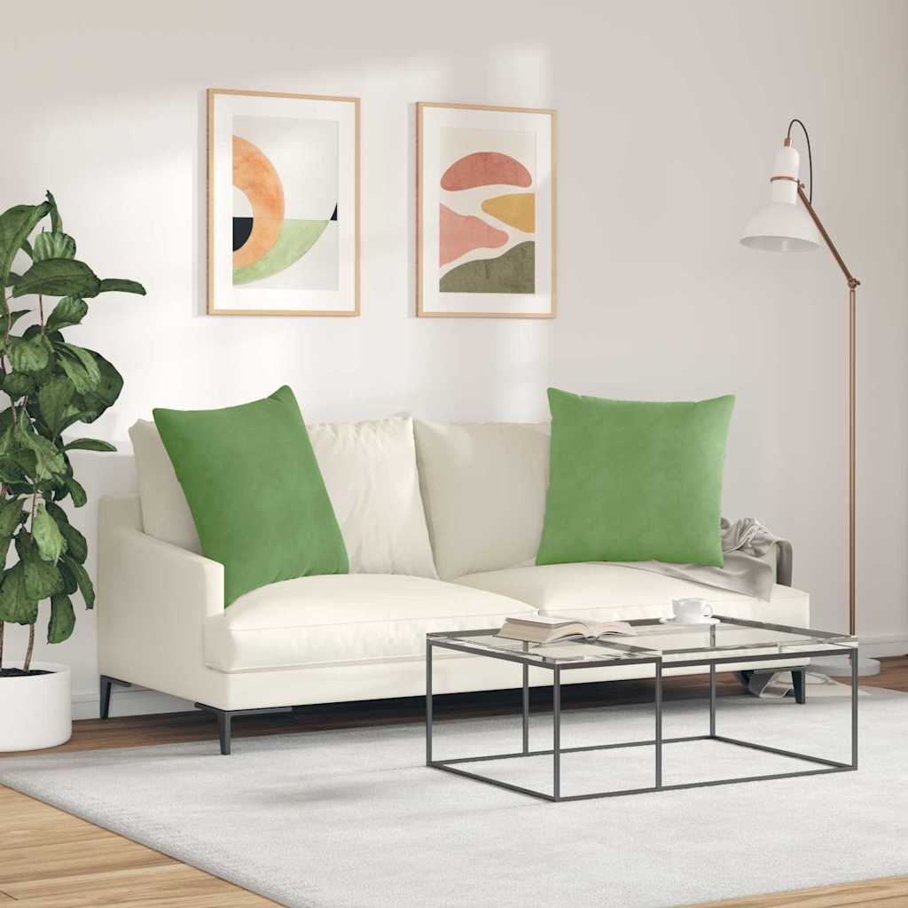 Sofapuder 2 pcs Lys grøn 60 x 60 cm Velourstof