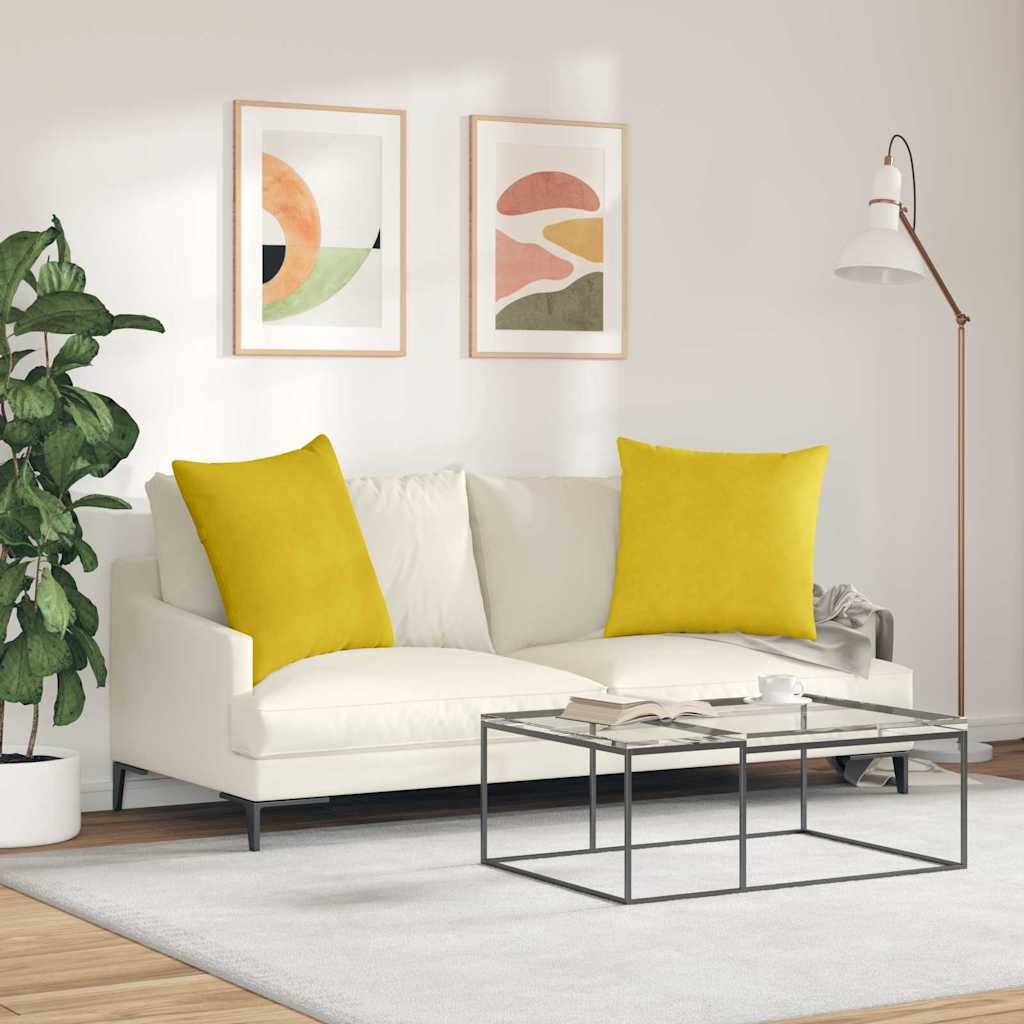 Sofapuder 2 pcs Gul 60 x 60 cm Velourstof
