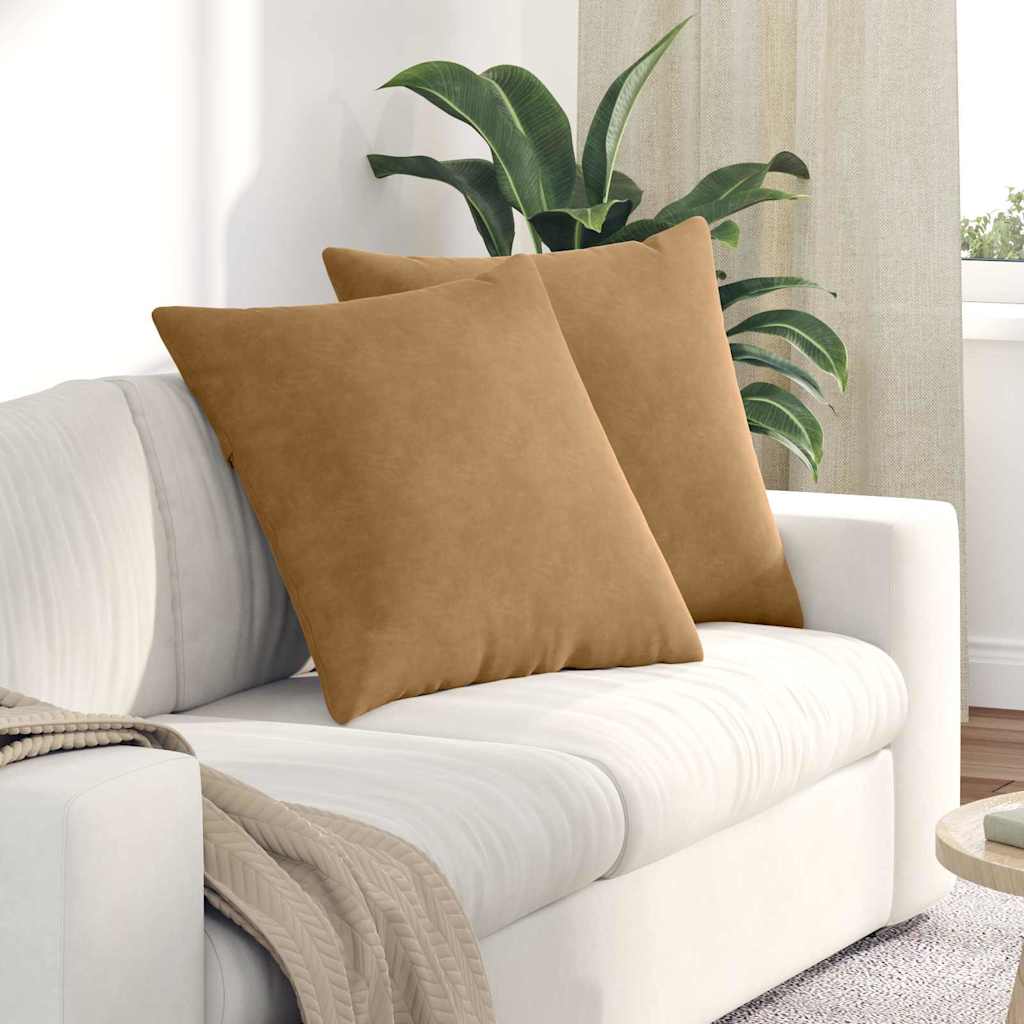 Sofapuder 2 pcs Brun 80 x 80 cm Velourstof