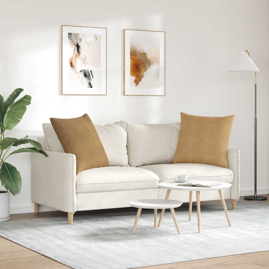Sofapuder 2 pcs Brun 80 x 80 cm Velourstof