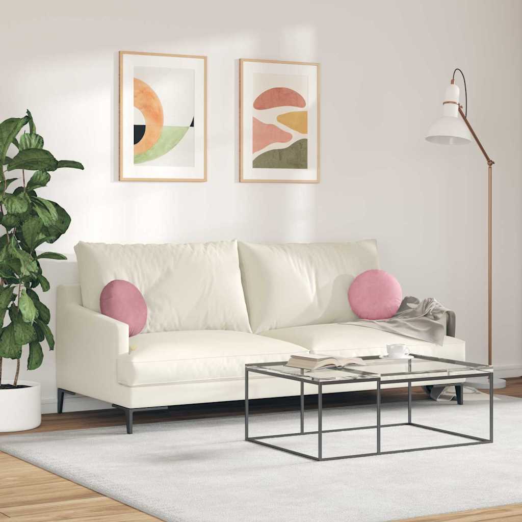 Sædepuder 2 pcs Lyserød Ø30 x 13 cm Fløjl