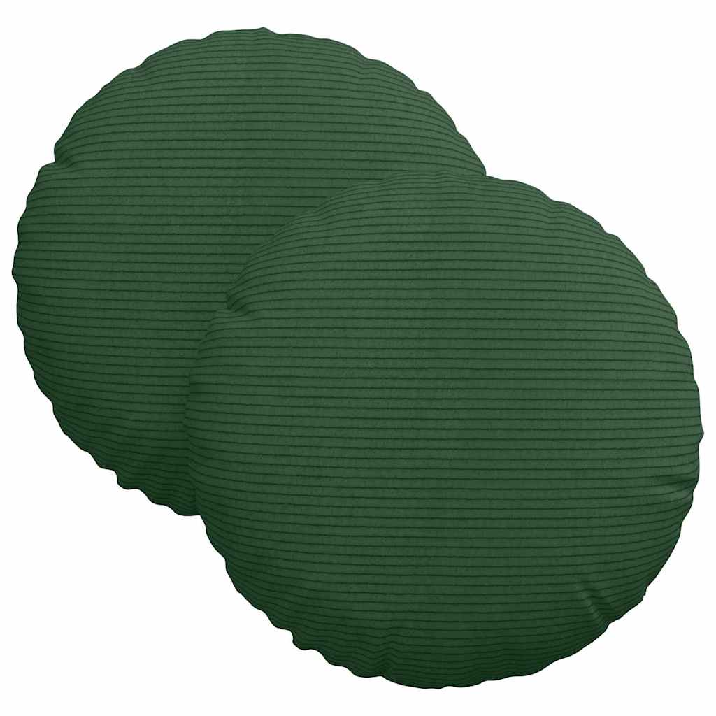 Sædepuder 2 pcs Mørkegrøn Ø30 x 13 cm Velourstof