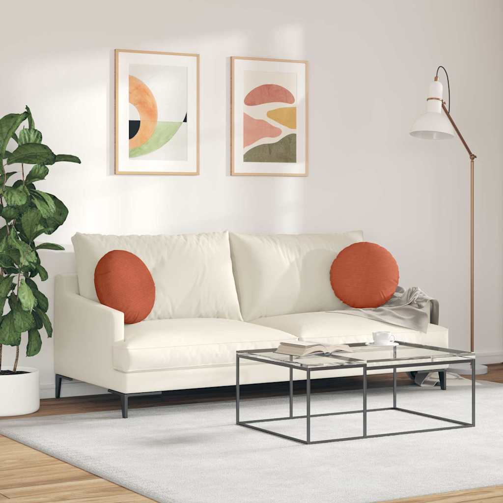 Sædepuder 2 pcs Rød orange Ø 40 cm Velourstof
