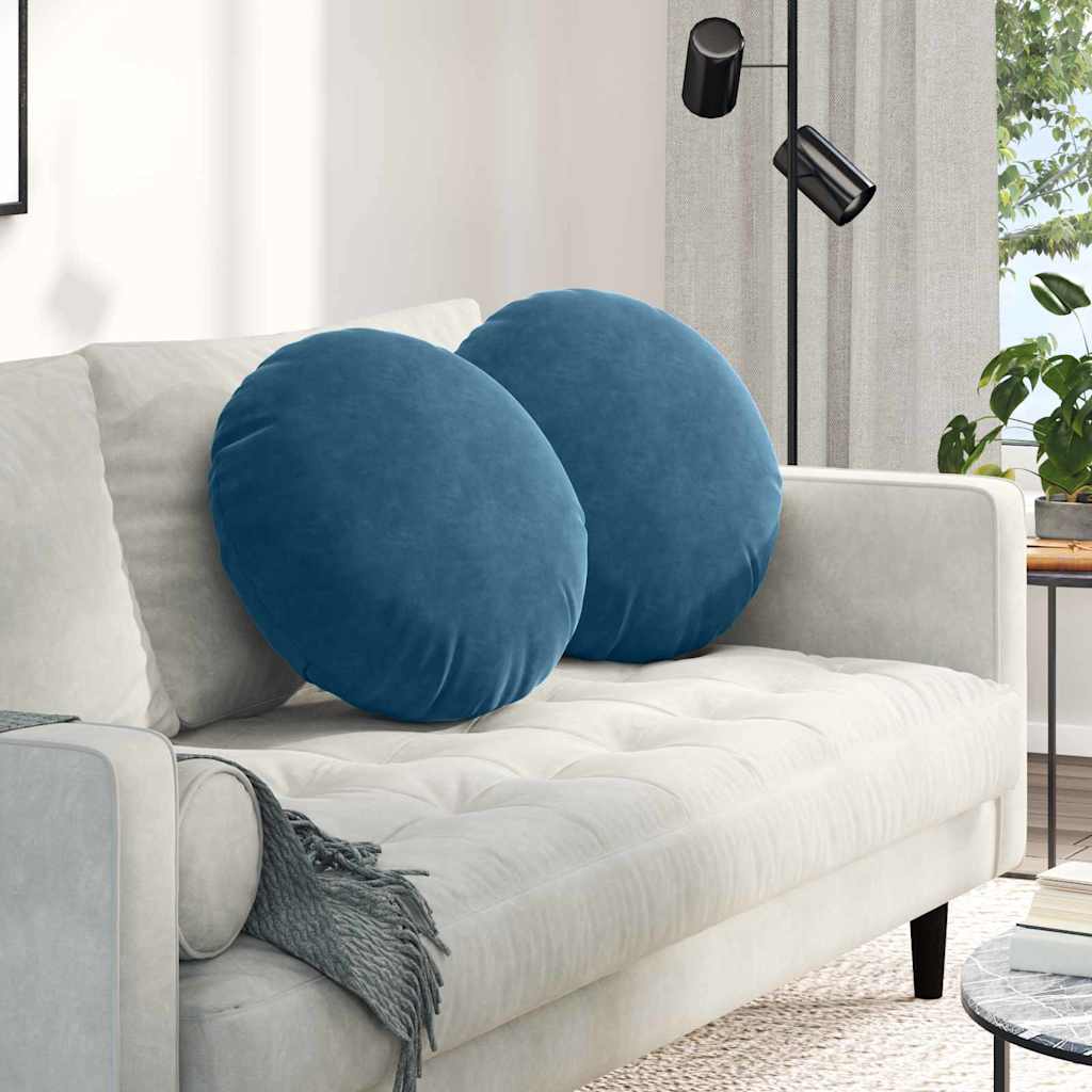 Sædepuder 2 pcs Blå Ø50 x 19 cm Fløjl