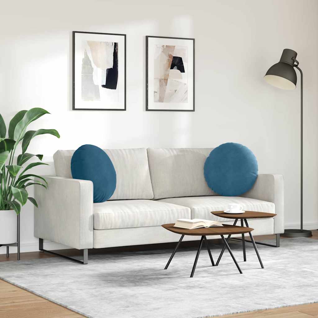 Sædepuder 2 pcs Blå Ø50 x 19 cm Fløjl