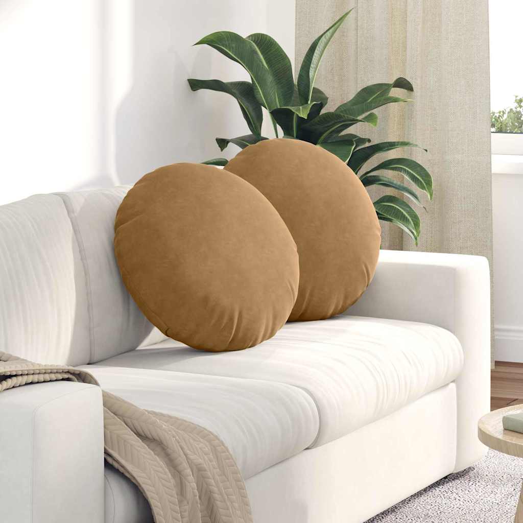 Sædepuder 2 pcs Brun Ø50 x 19 cm Fløjl