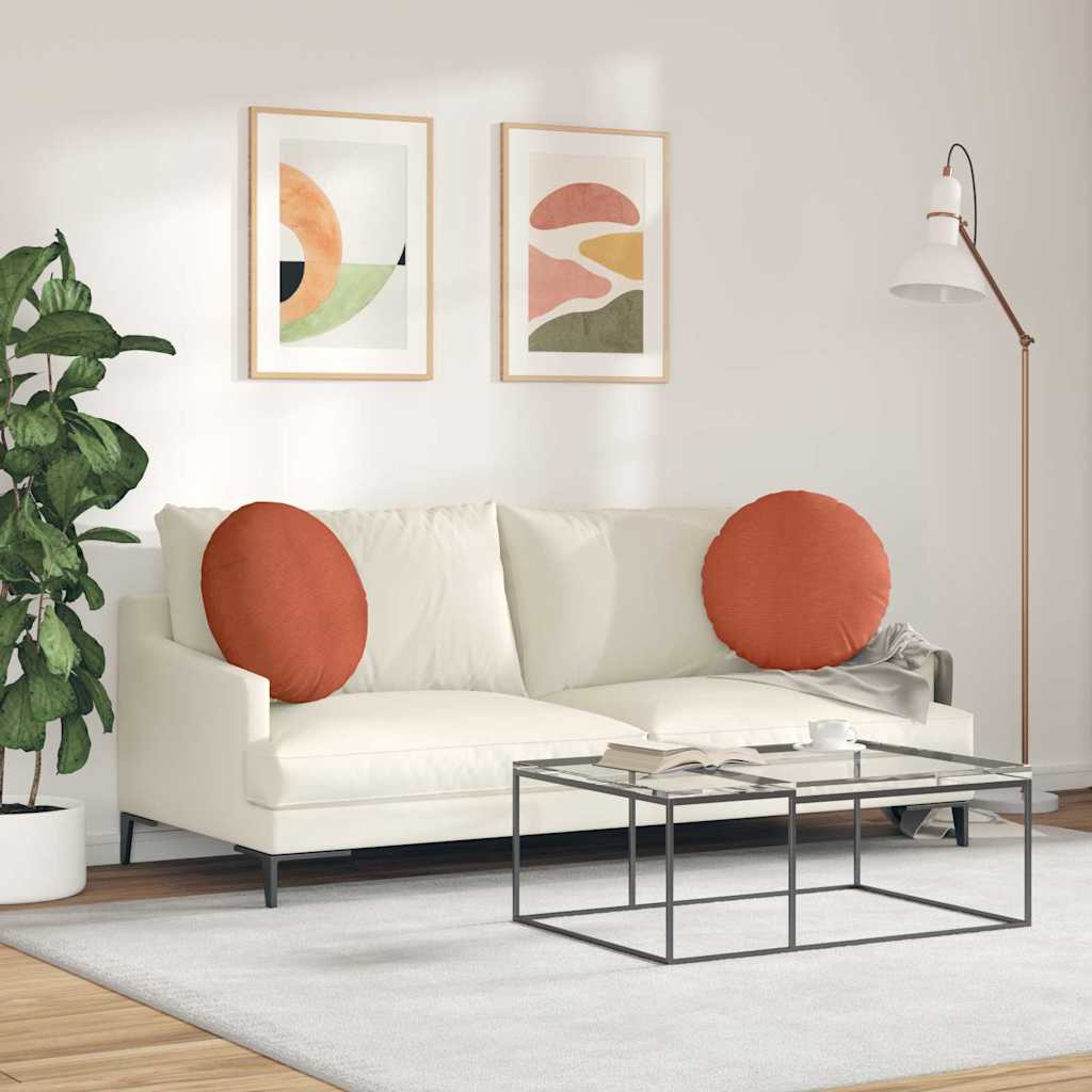 Sædepuder 2 pcs Rød orange Ø50 x 19 cm Velourstof