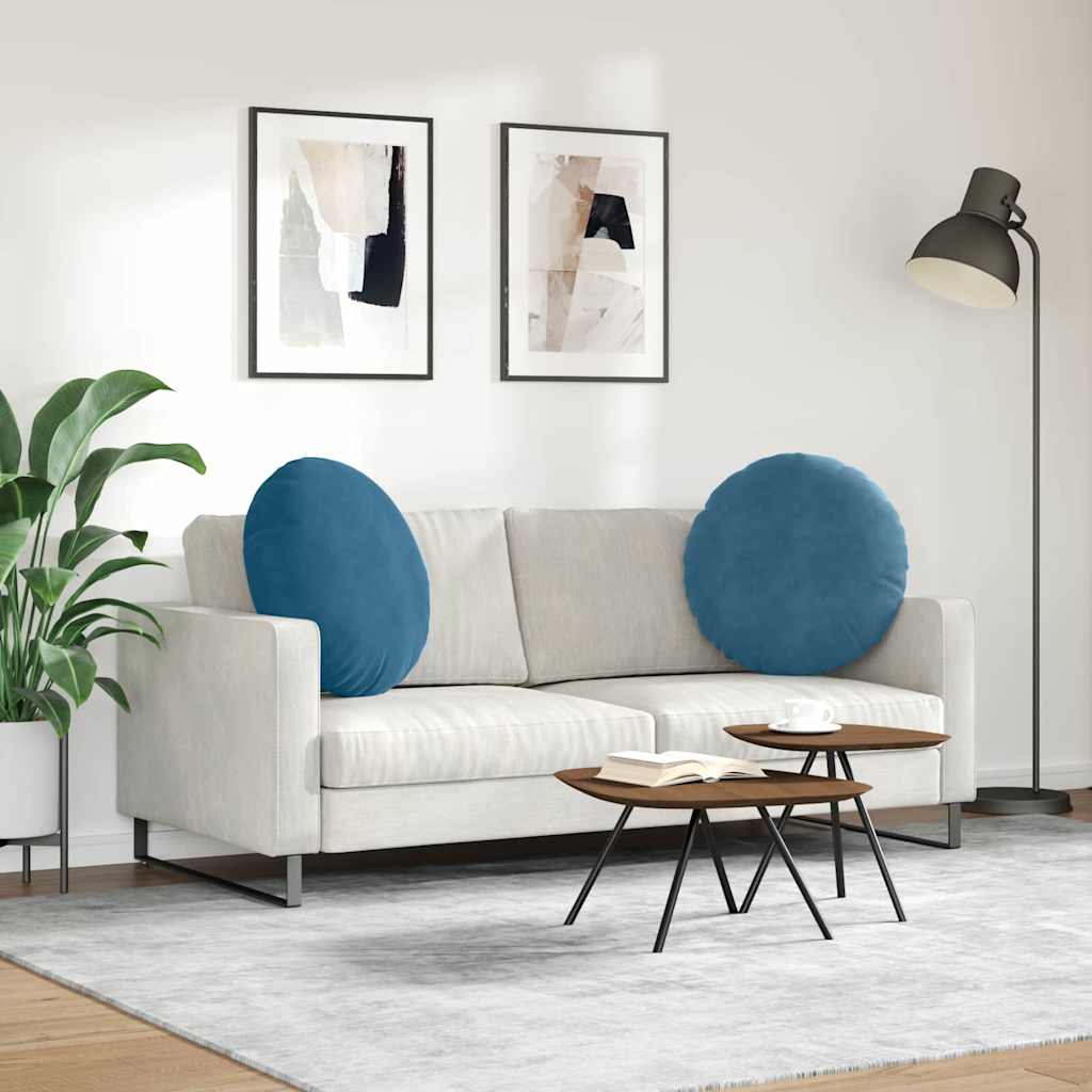 Sædepuder 2 pcs Blå Ø60 x 21 cm Fløjl