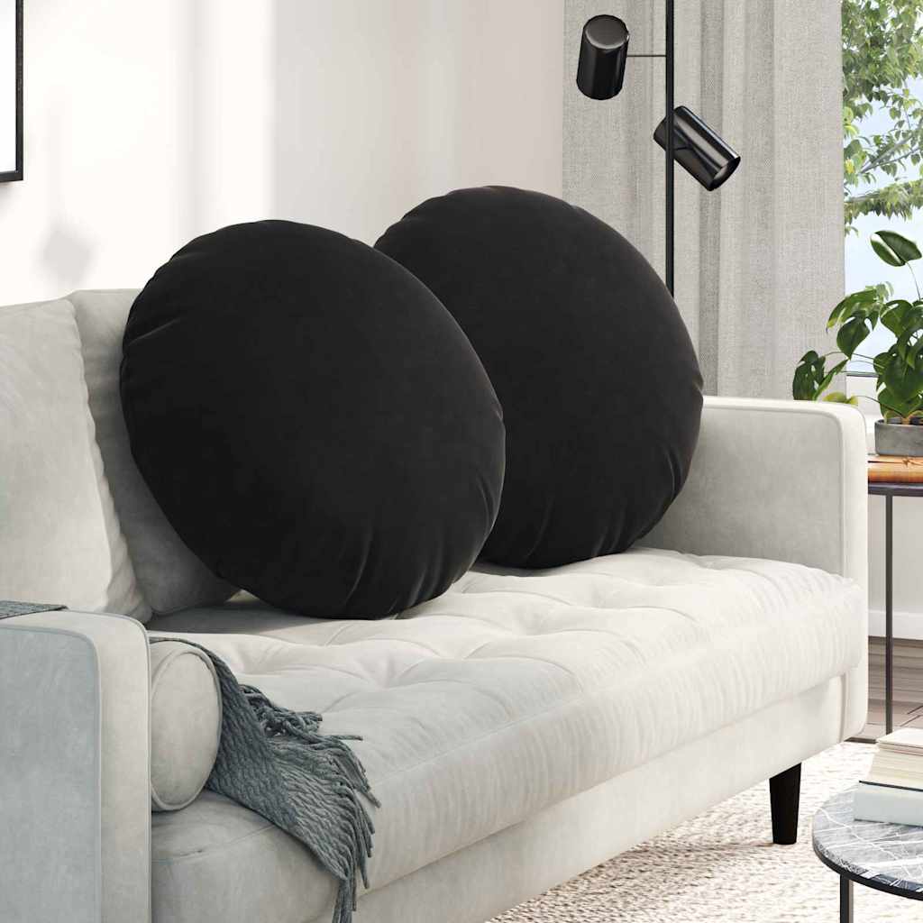 Sædepuder 2 pcs Sort Ø60 x 21 cm Fløjl