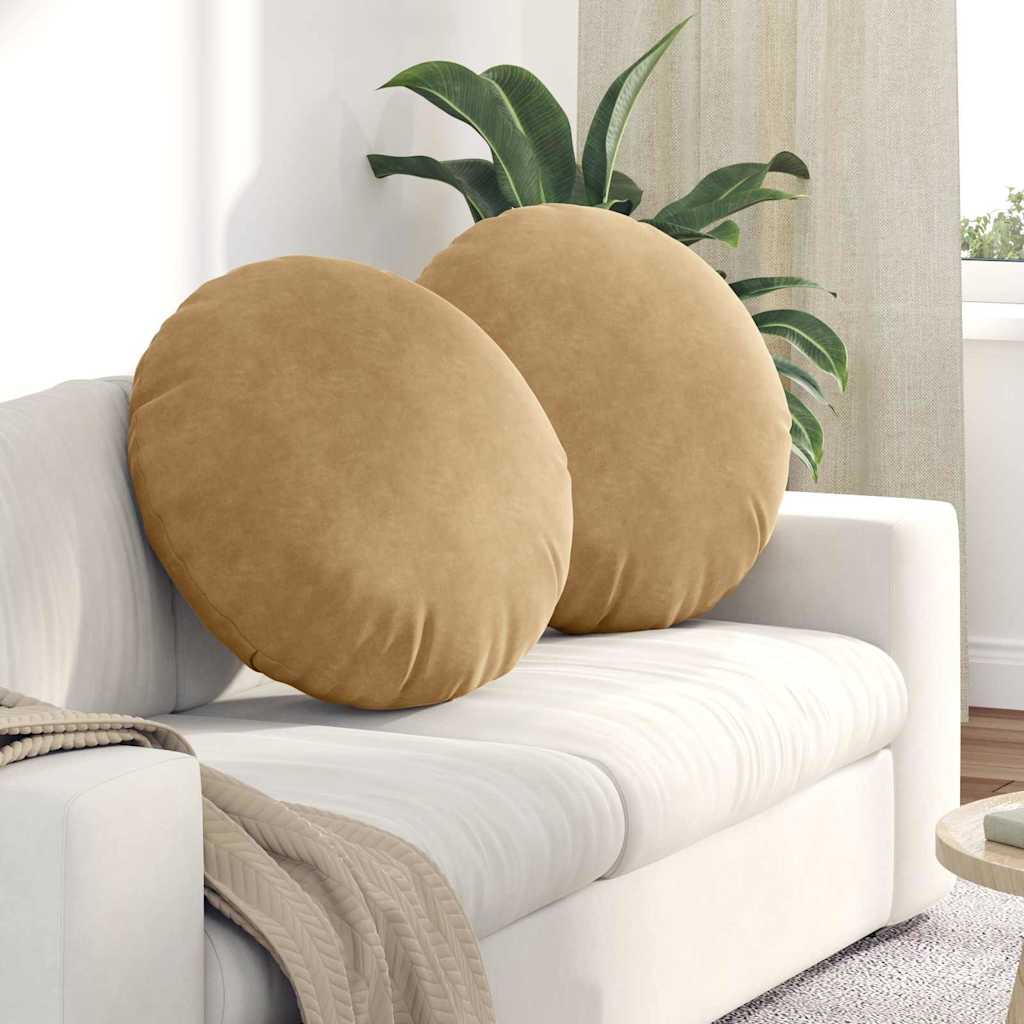 Sædepuder 2 pcs Brun Ø60 x 21 cm Fløjl