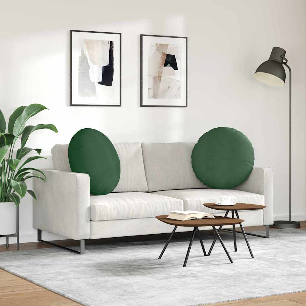Sædepuder 2 pcs Mørkegrøn Ø60 x 21 cm Velourstof