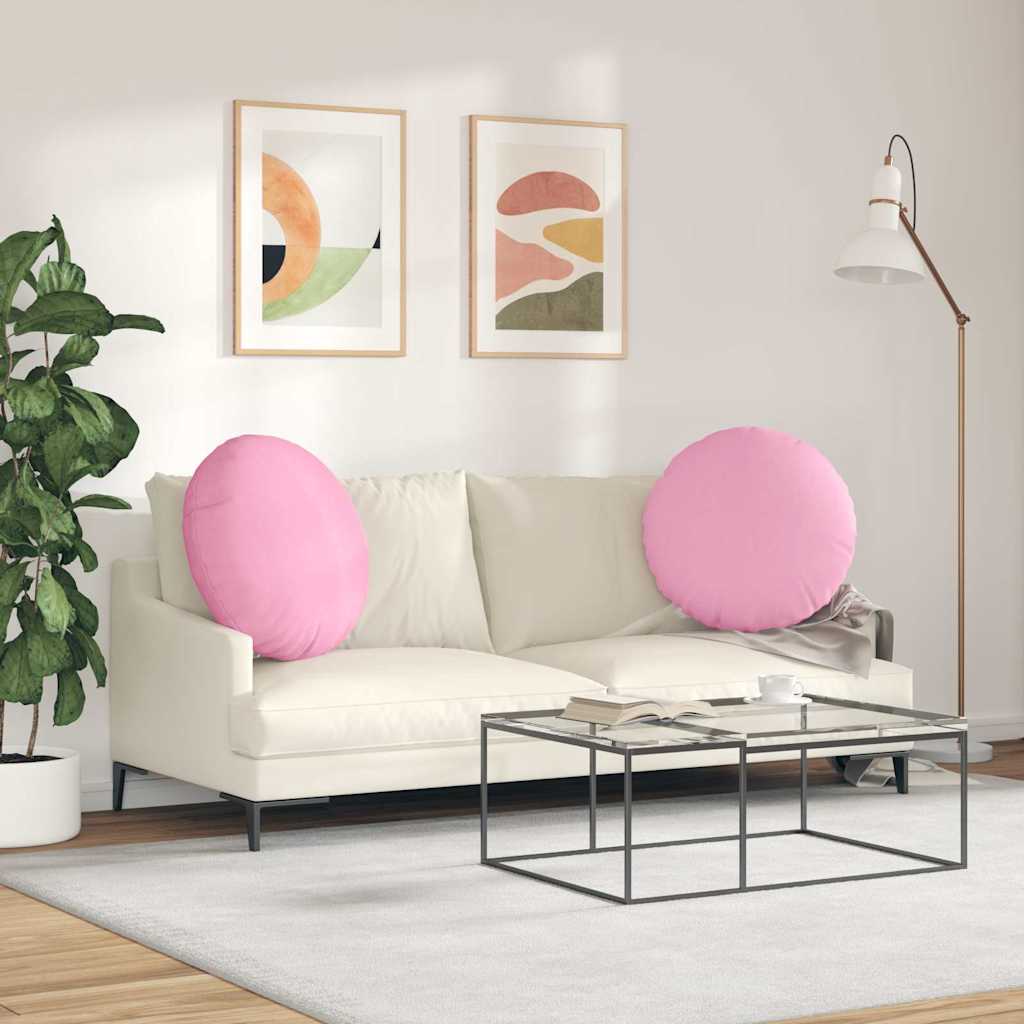 Sædepuder 2 pcs Lyserød Ø80 x 29 cm Stof