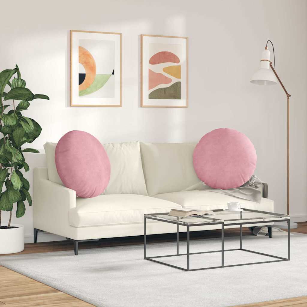 Sædepuder 2 pcs Lyserød Ø 80 x 29 cm Fløjl