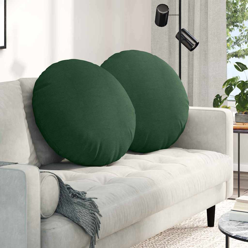 Sædepuder 2 pcs Mørkegrøn Ø 80 cm Velourstof