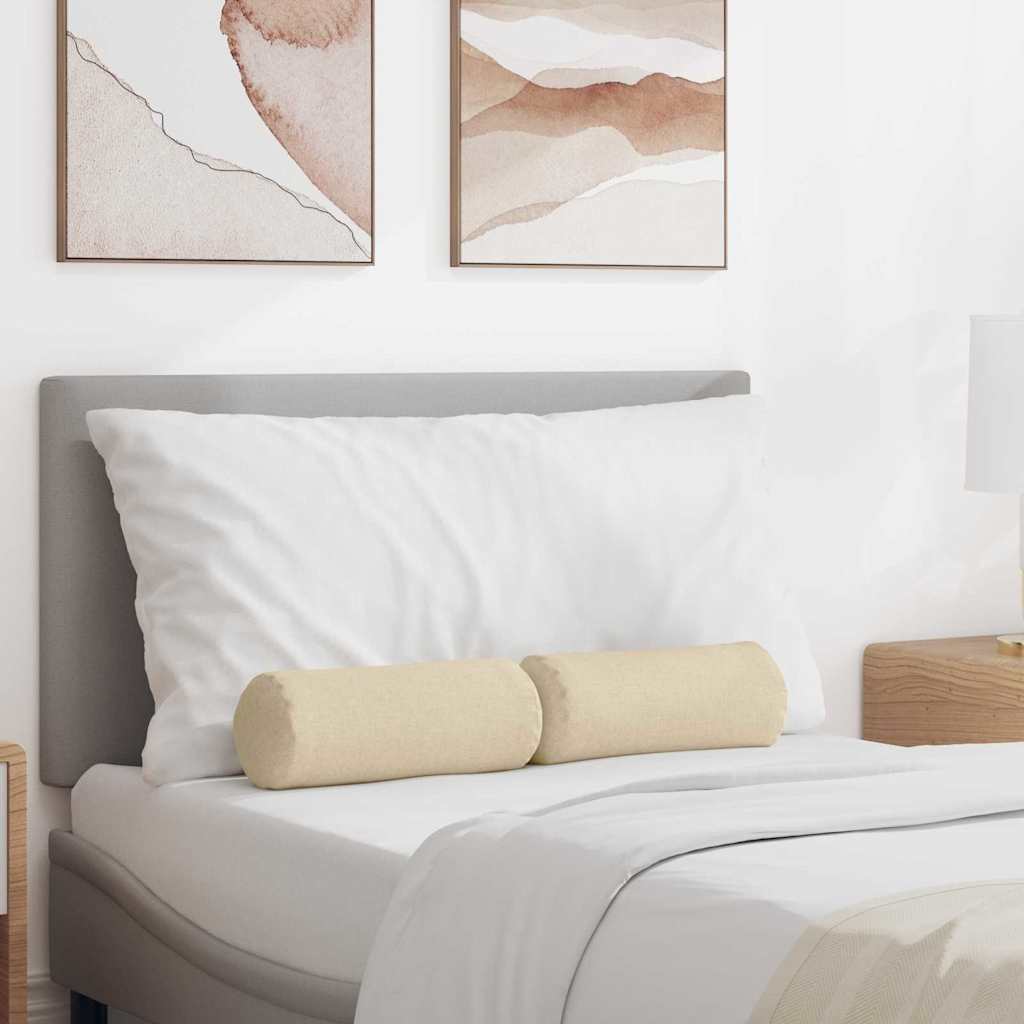 Bolsterpuder - 2 stk. i creme stof Ø 15 × 40 cm