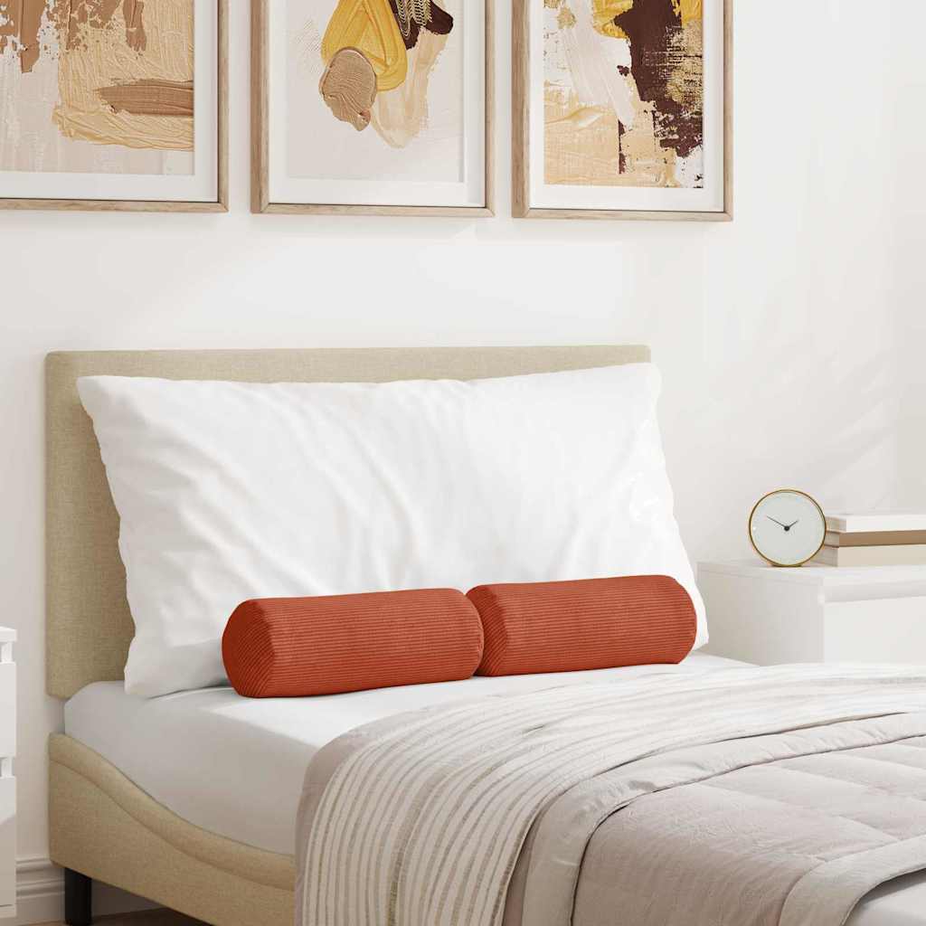 Bolsterpuder 2 pcs Rød orange Ø 15 x 40 cm Velourstof