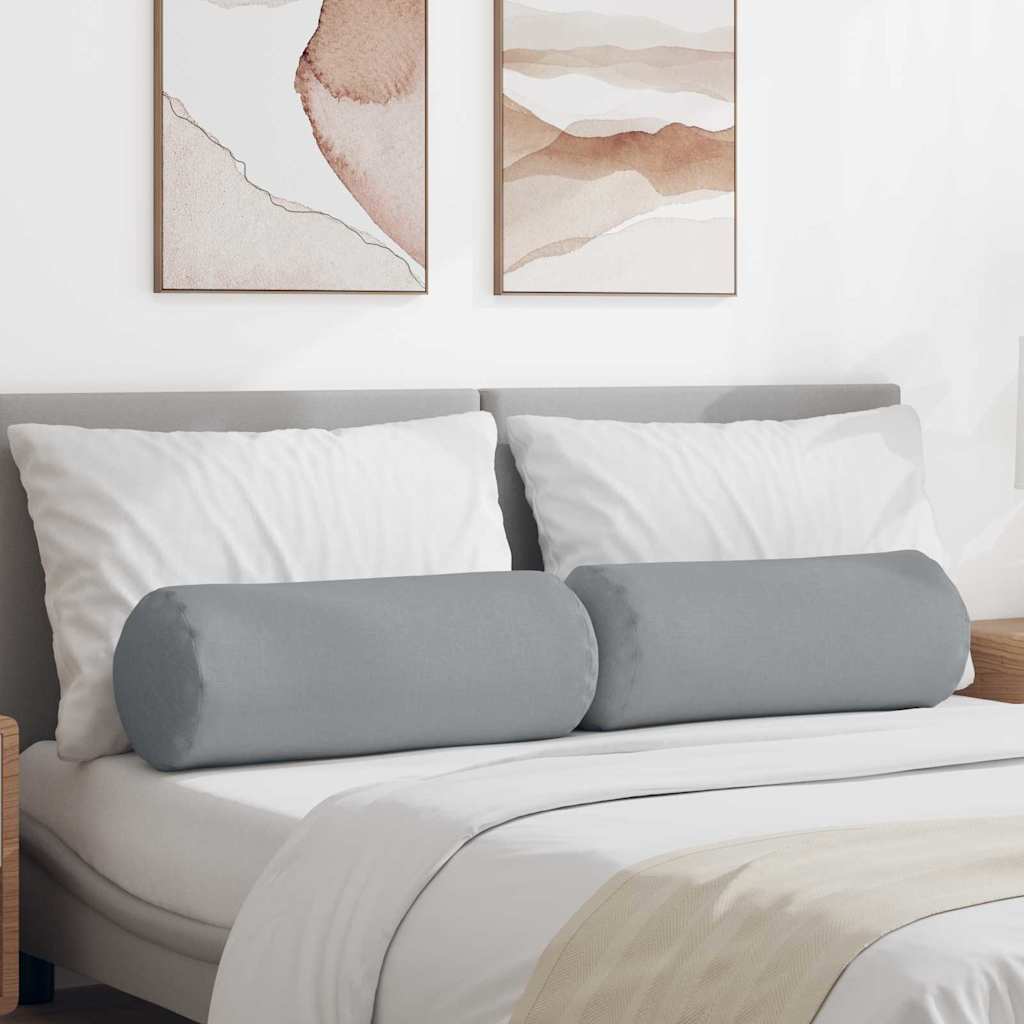 Bolsterpuder - 2 stk, lysegrå, Ø 25 × 70 cm, stof